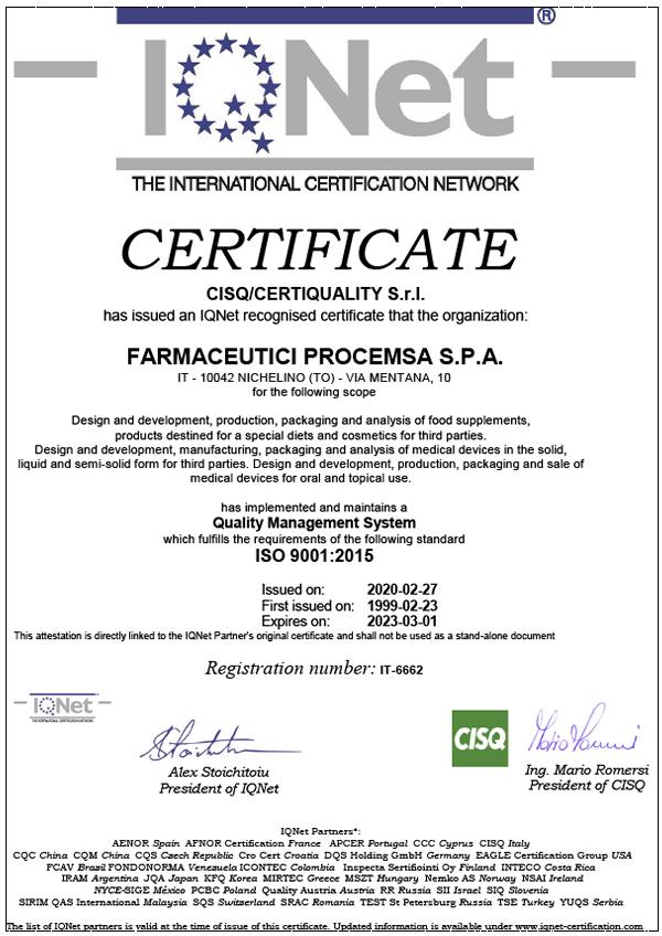 Certification & Environmental policy Procemsa