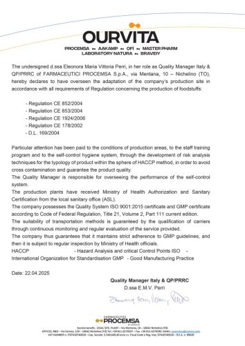 Dichiarazione generica HACCP 2025