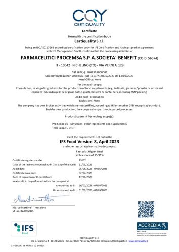 IFS Certificate 2025